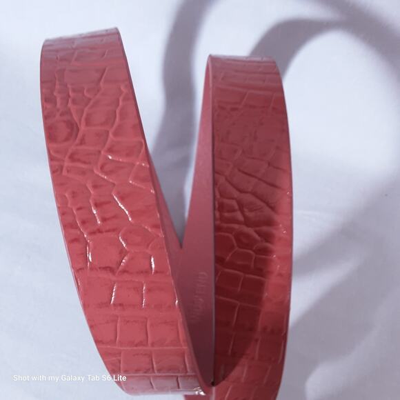 Lands End Womens Leather Belt XSmall Coral Colored Reptile Print - Picture 7 of 13